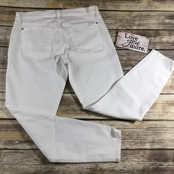 7 For All Mankind White Ankle Straight Leg Jeans - Picture 7 of 7